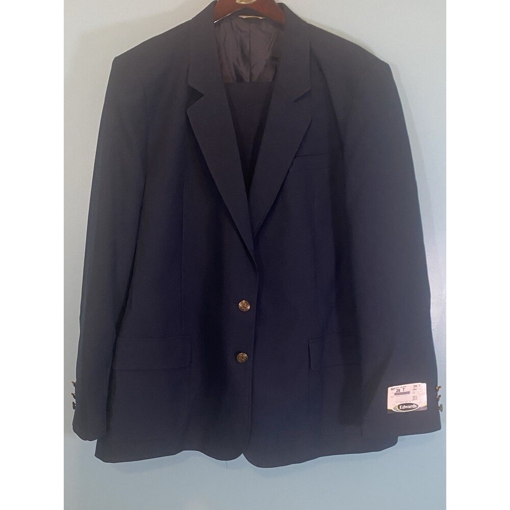 Womens Navy Blue Blazer Edwards Traditional Uniform Work Jacket Gold Buttons 26T